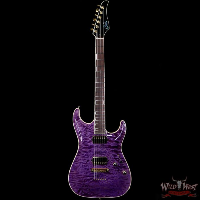 Suhr Custom Carve Top Standard Quilt Maple Top Indian Rosewood Satin Neck String-Thru Trans Purple - Image 4