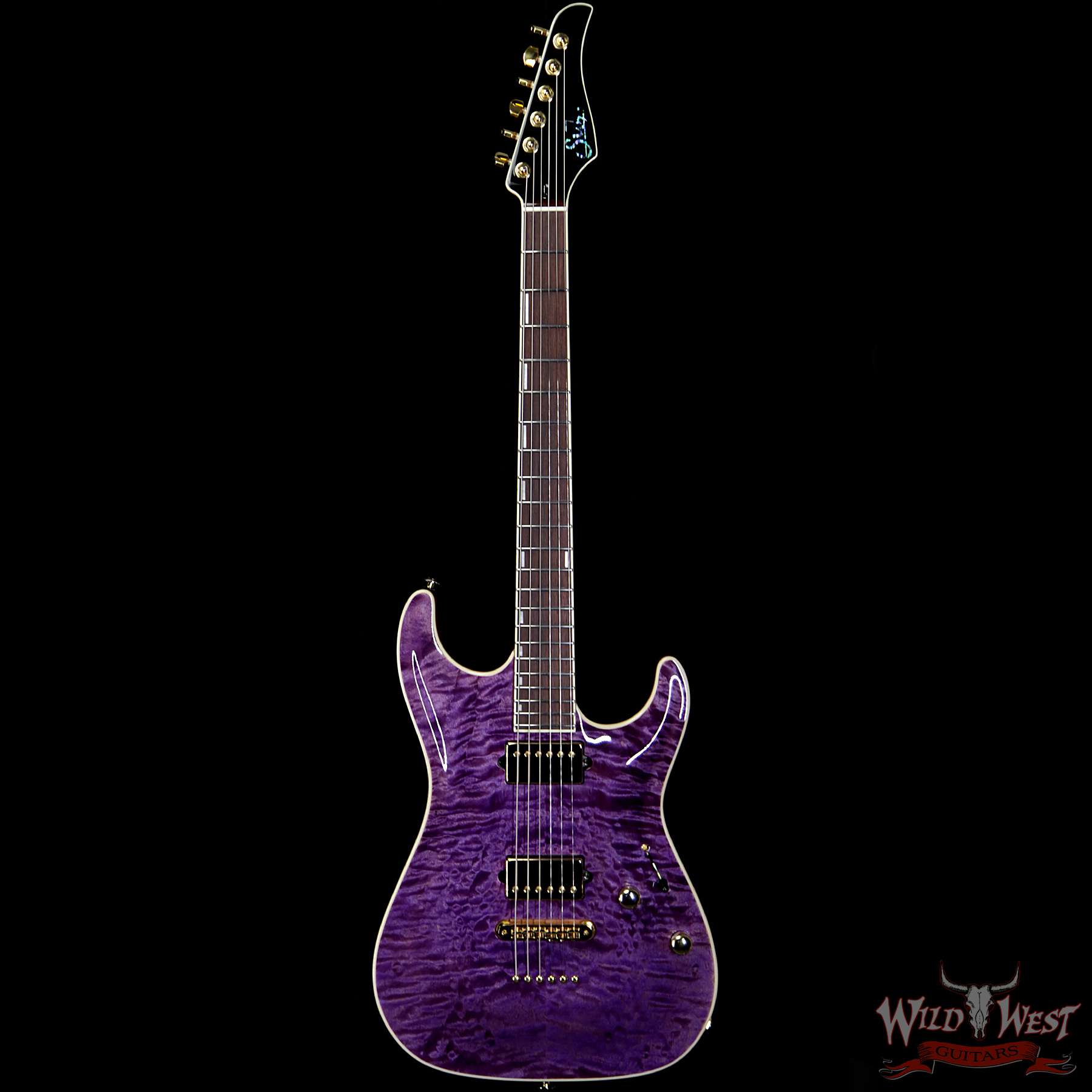 suhr-carvetopstandard-js4c6h-f__wwg.jpg Suhr Custom Carve Top Standard Quilt Maple Top Indian Rosewood Satin Neck String-Thru Trans Purple - Image 4
