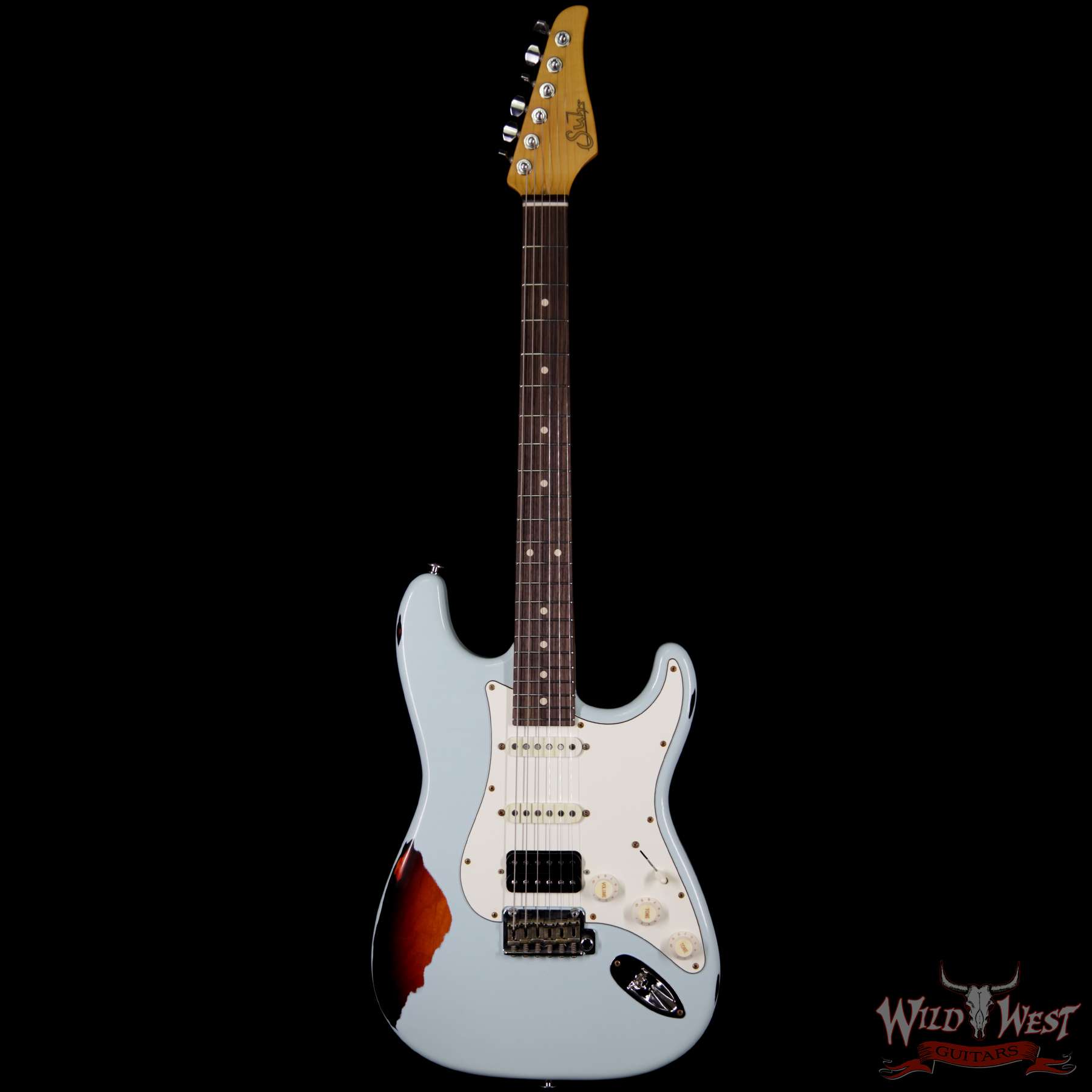 suhr-classicantiqueprohss-snb-js4k9w-f__wwg.jpg Suhr Limited Classic Antique Pro HSS Rosewood Fretboard Sonic Blue over 3 Tone Burst - Image 3