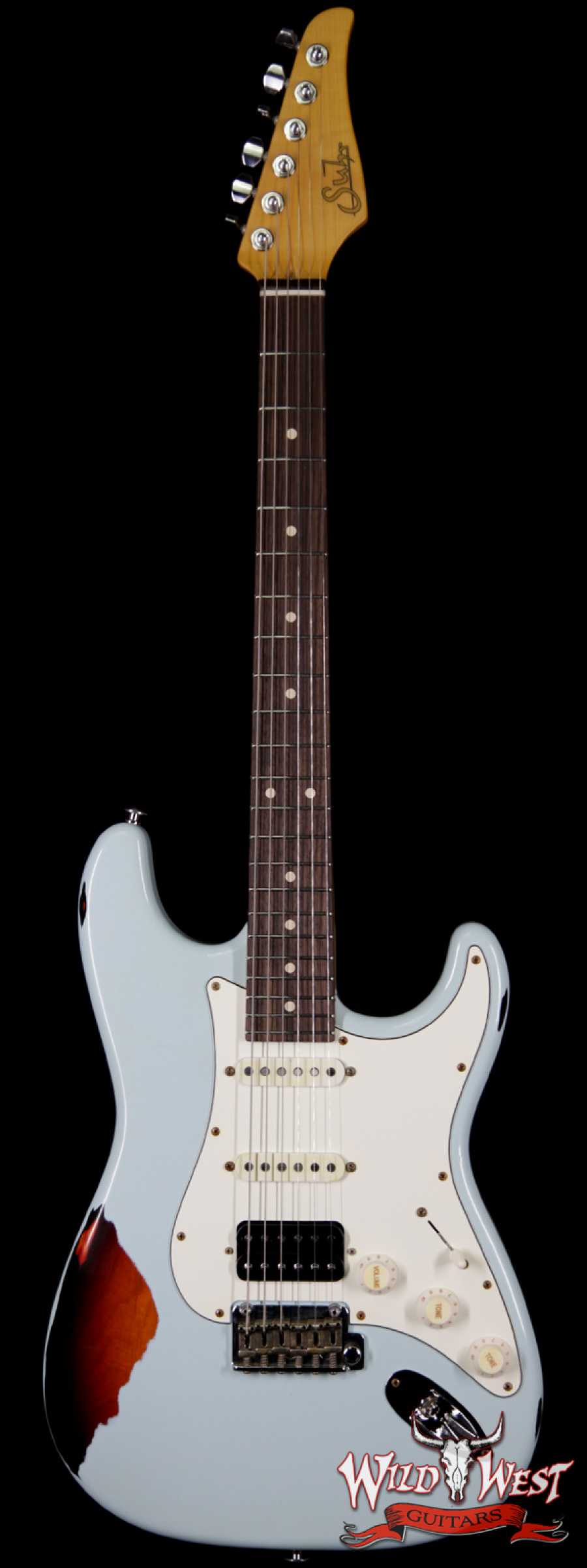 suhr-classicantiqueprohss-snb-js4k9w-main__wwg_large.jpg Suhr Limited Classic Antique Pro HSS Rosewood Fretboard Sonic Blue over 3 Tone Burst - Image 1