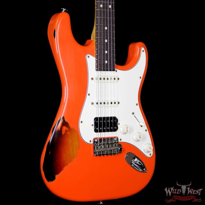 Suhr Limited Classic Antique Pro HSS Rosewood Fretboard Fiesta Orange over 3 Tone Burst - Image 4