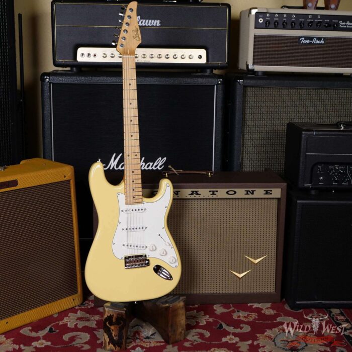 Suhr Classic S SSS Quater-Sawn Maple Neck Vintage Yellow - Image 6