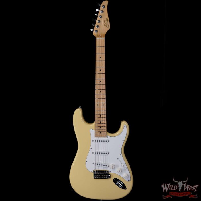 Suhr Classic S SSS Quater-Sawn Maple Neck Vintage Yellow - Image 3