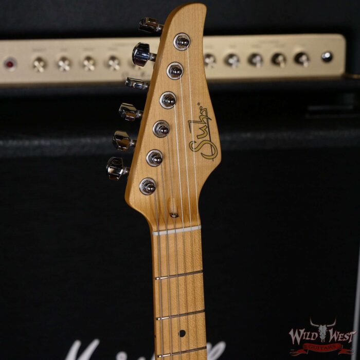 Suhr Classic S SSS Quater-Sawn Maple Neck Vintage Yellow - Image 7