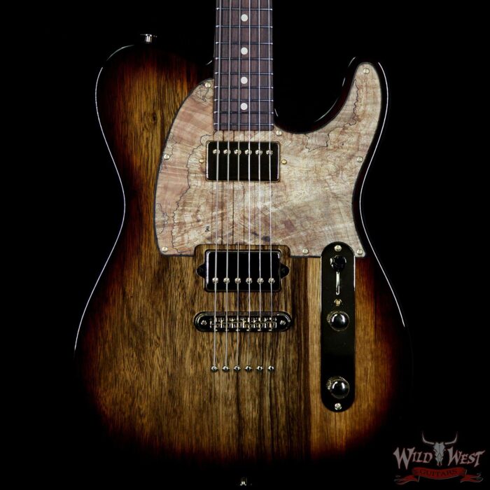 Suhr Custom Classic T HH Black Limba Body With Spalted Maple Pickguard Natural Burst - Image 3