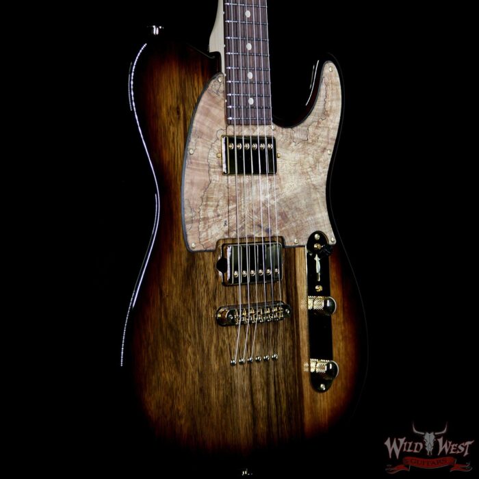 Suhr Custom Classic T HH Black Limba Body With Spalted Maple Pickguard Natural Burst - Image 4