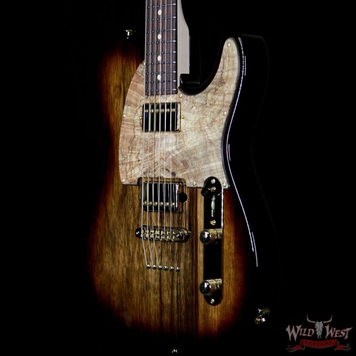 Suhr Custom Classic T HH Black Limba Body With Spalted Maple Pickguard Natural Burst - Image 2