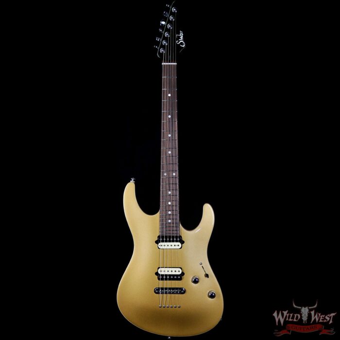 Suhr Select Custom Modern Carve Top Set Neck HH African Okoume Body Maple Top Vintage Gold - Image 3