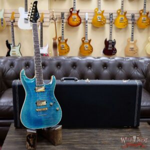 Suhr Custom Carve Top Standard Flame Maple Top Indian Rosewood Satin Neck String-Thru Bahama Blue - Image 7