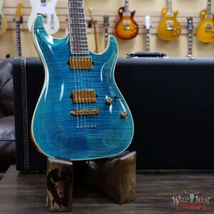 Suhr Custom Carve Top Standard Flame Maple Top Indian Rosewood Satin Neck String-Thru Bahama Blue - Image 9