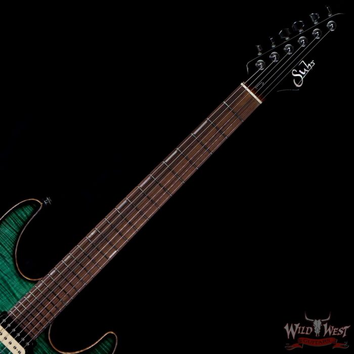 Suhr Custom Modern Set Neck HSH Flame Maple Top Indian Rosewood Fingerboard Trans Teal w/ Blower Switch - Image 4