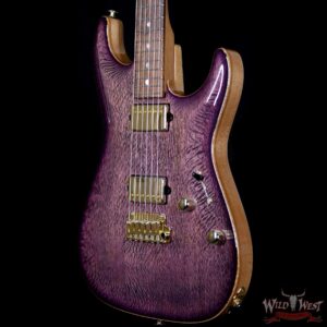 Suhr Select Custom Standard Arch Top HH 1-Piece Lacewood Top Cedar Body Natural Purple Burst - Image 2