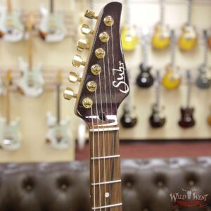 Suhr Select Custom Standard Arch Top HH 1-Piece Lacewood Top Cedar Body Natural Purple Burst - Image 7