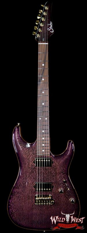 Suhr Select Custom Standard Arch Top HH 1-Piece Lacewood Top Cedar Body Natural Purple Burst