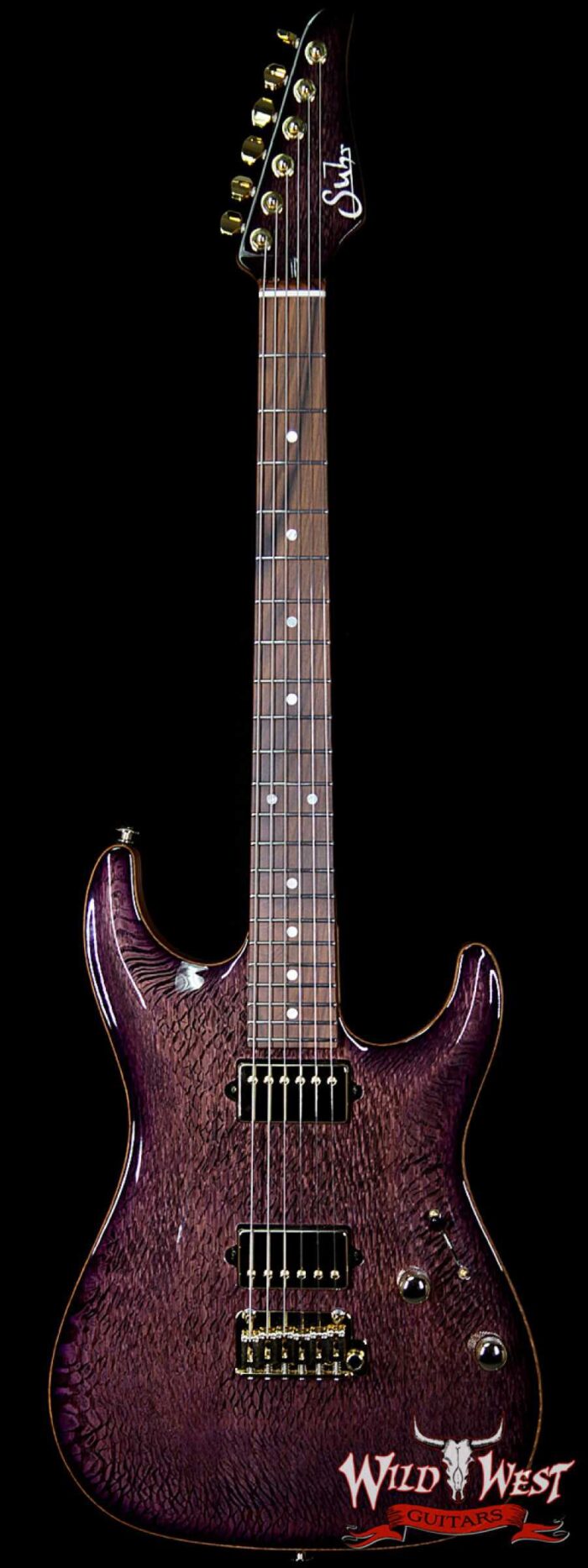 Suhr Select Custom Standard Arch Top HH 1-Piece Lacewood Top Cedar Body Natural Purple Burst - Image 1