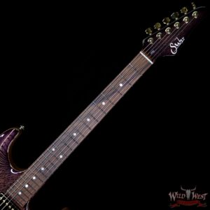 Suhr Select Custom Standard Arch Top HH 1-Piece Lacewood Top Cedar Body Natural Purple Burst - Image 4