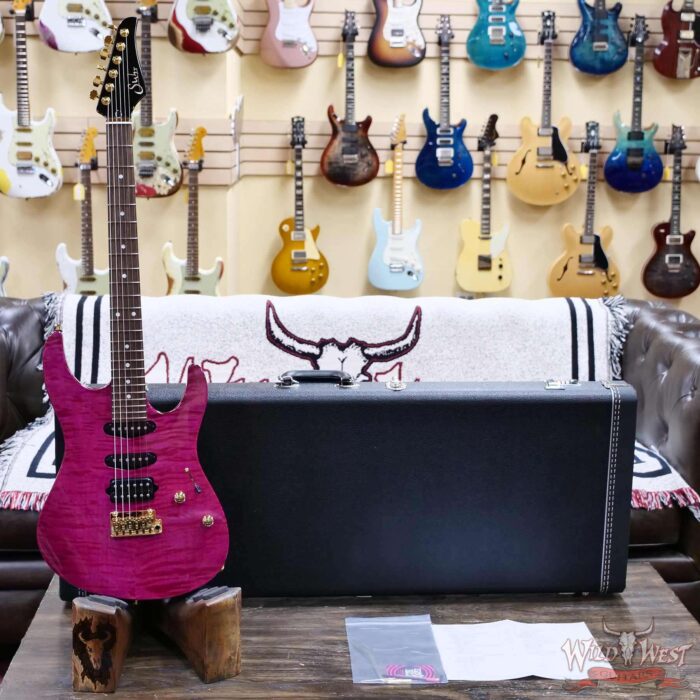 Suhr Custom Modern HSS Flame Maple Top Genuine Mahogany Body & Neck Indian Rosewood Fingerboard Magenta Pink 7.65 LBS - Image 6