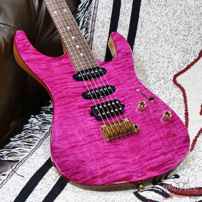 Suhr Custom Modern HSS Flame Maple Top Genuine Mahogany Body & Neck Indian Rosewood Fingerboard Magenta Pink 7.65 LBS - Image 7