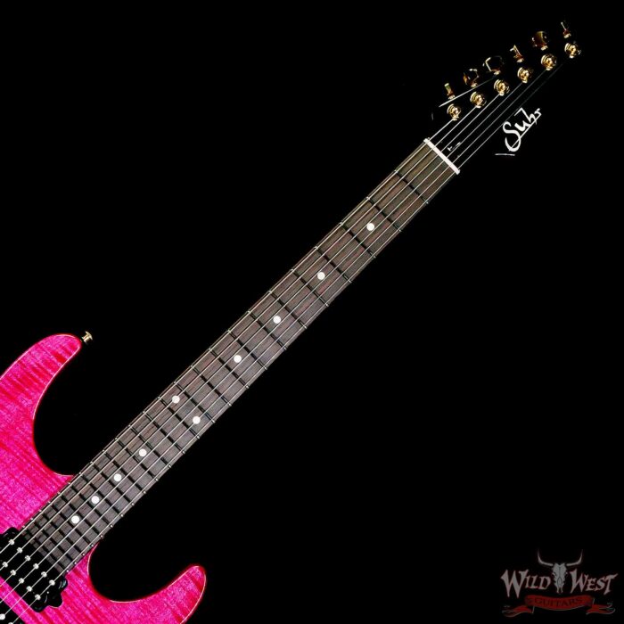 Suhr Custom Modern HSH Flame Maple Top Genuine Mahogany Body & Neck Indian Rosewood Fingerboard Magenta Pink 7.40 LBS - Image 4