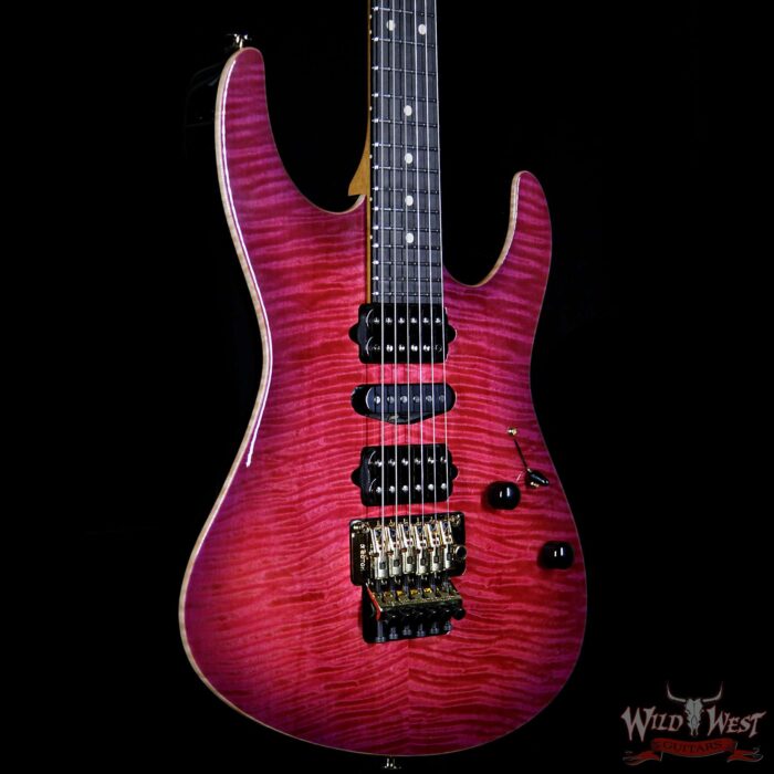 Suhr Modern HSH Floyd Hand Selected Flame Top Roasted Maple Neck Reverse Head Raspberry Burst (Custom Color) - Image 4