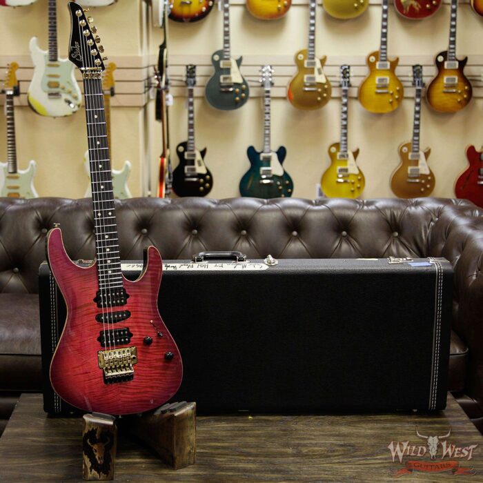 Suhr Modern HSH Floyd Hand Selected Flame Top Roasted Maple Neck Reverse Head Raspberry Burst (Custom Color) - Image 12