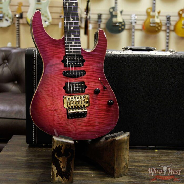 Suhr Modern HSH Floyd Hand Selected Flame Top Roasted Maple Neck Reverse Head Raspberry Burst (Custom Color) - Image 13