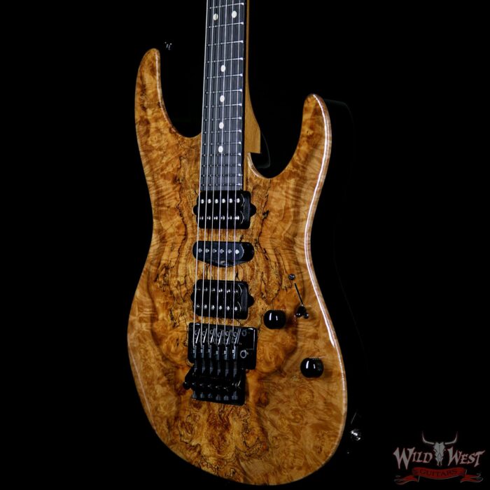 Suhr Modern HSH Floyd Hand Selected Spalted Maple Top Roasted Maple Neck Ebony Board Reverse Head Natural - Image 2