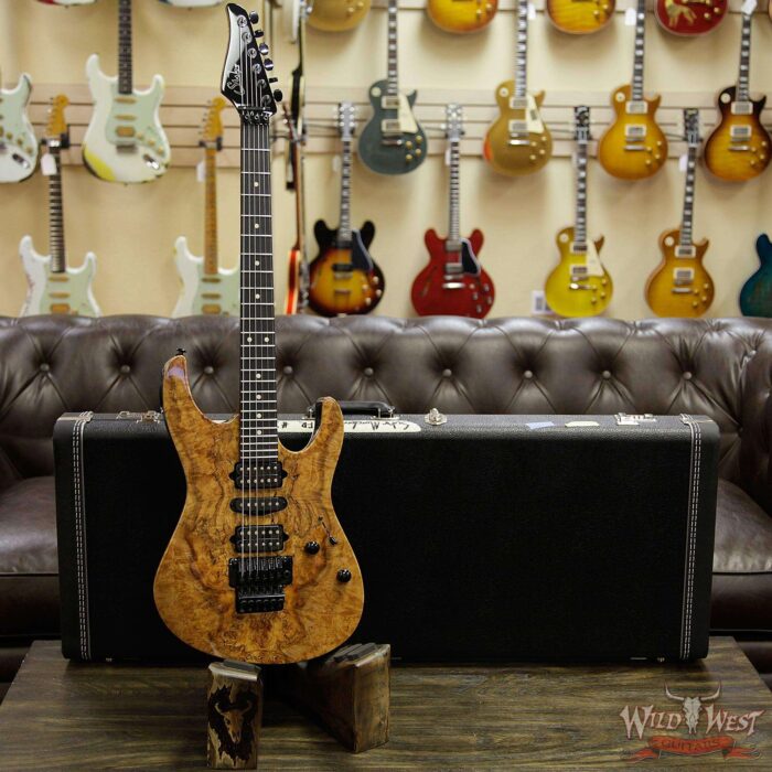 Suhr Modern HSH Floyd Hand Selected Spalted Maple Top Roasted Maple Neck Ebony Board Reverse Head Natural - Image 10