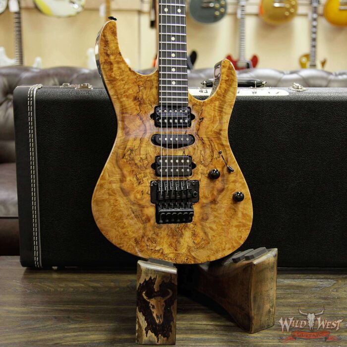 Suhr Modern HSH Floyd Hand Selected Spalted Maple Top Roasted Maple Neck Ebony Board Reverse Head Natural - Image 11