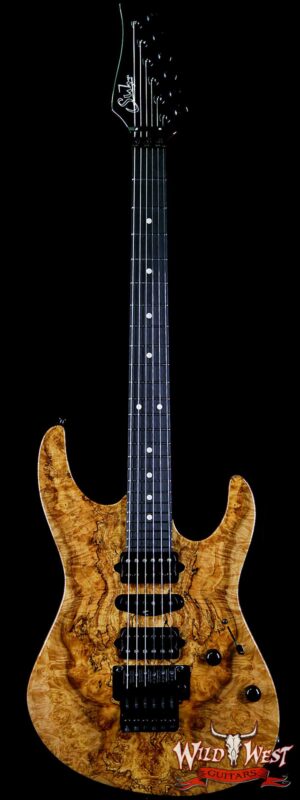 Suhr Modern HSH Floyd Hand Selected Spalted Maple Top Roasted Maple Neck Ebony Board Reverse Head Natural