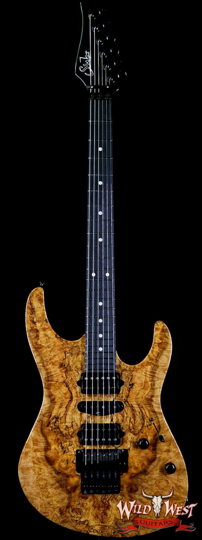 Suhr Modern HSH Floyd Hand Selected Spalted Maple Top Roasted Maple Neck Ebony Board Reverse Head Natural - Image 1