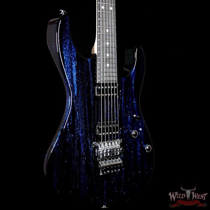 Suhr Modern Alder HH Floyd Ebony Fretboard Blue Sparkle Drip - Image 4