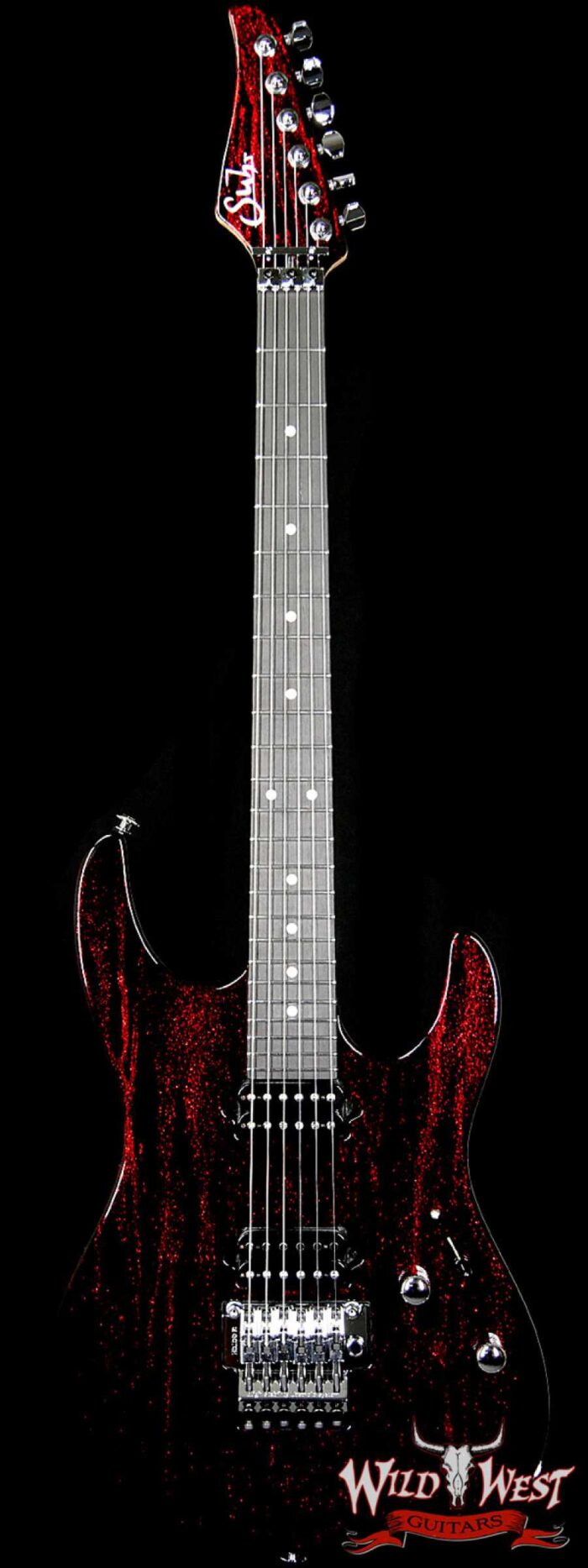 Suhr Modern Alder HH Floyd Ebony Fretboard Red Sparkle Drip - Image 1