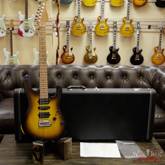 Suhr Modern Antique HSH Medium Blower Switch Aged Roasted Quarter-sawn Maple Neck 2 Tone Tobacco Burst - Image 8