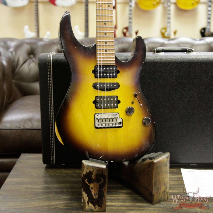 Suhr Modern Antique HSH Medium Blower Switch Aged Roasted Quarter-sawn Maple Neck 2 Tone Tobacco Burst - Image 9