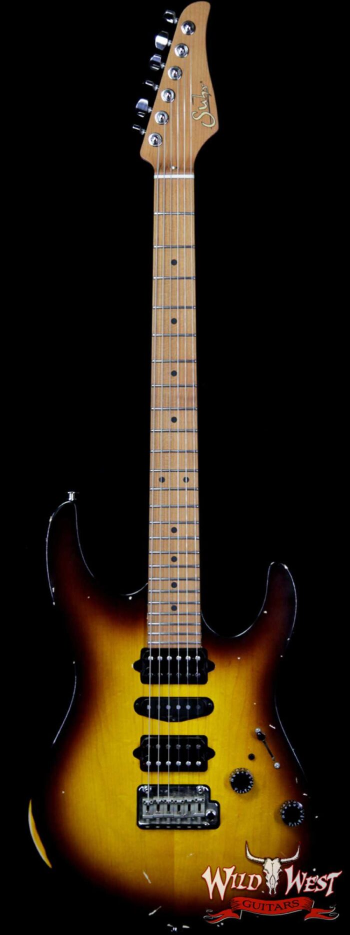 Suhr Modern Antique HSH Medium Blower Switch Aged Roasted Quarter-sawn Maple Neck 2 Tone Tobacco Burst - Image 1