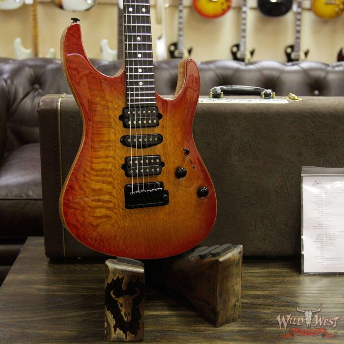 Suhr Select Custom Modern Carve Top HSH 1-Piece Lacewood Top Cedar Body Cherry Burst - Image 8