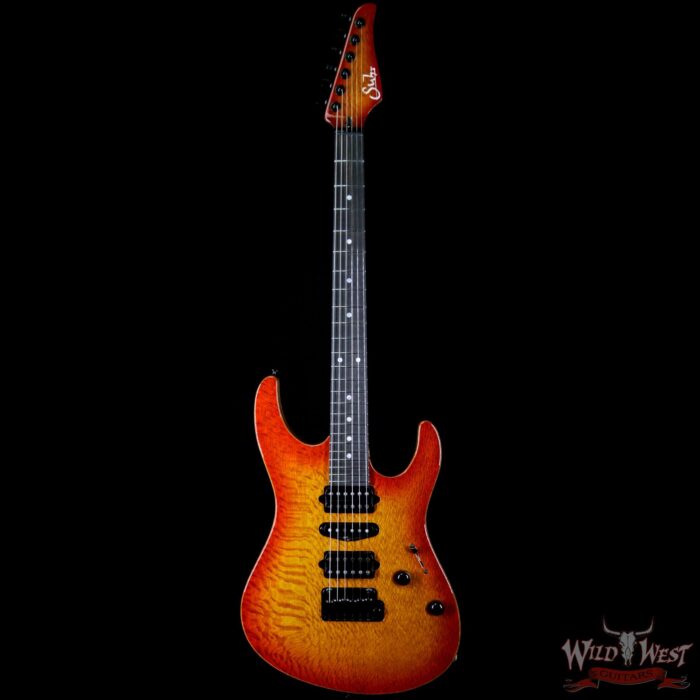 Suhr Select Custom Modern Carve Top HSH 1-Piece Lacewood Top Cedar Body Cherry Burst - Image 3
