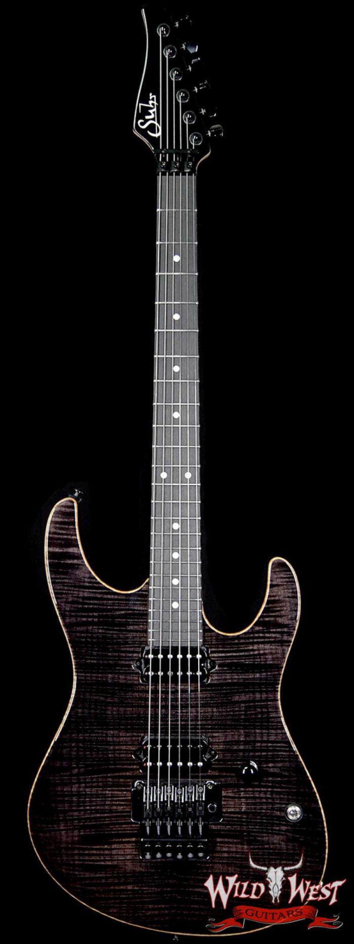 Suhr Modern HH Flame Maple Top Swamp Ash Body Ebony Fretboard Gotoh Floyd Bridge Trans Black - Image 1