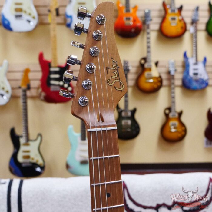 Suhr Custom Modern HSH Flame Maple Top Roasted Maple Neck Trans Teal - Image 7
