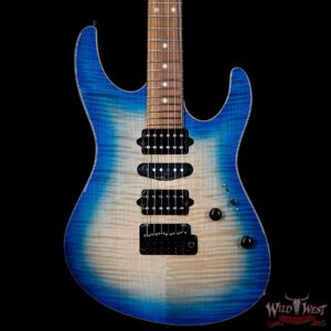 Suhr Modern HSH Flame Top Basswood Body Quartersawn Maple Neck Pau Ferro Fretboard Trans Blue Burst - Image 3