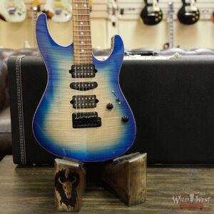 Suhr Modern HSH Flame Top Basswood Body Quartersawn Maple Neck Pau Ferro Fretboard Trans Blue Burst - Image 13