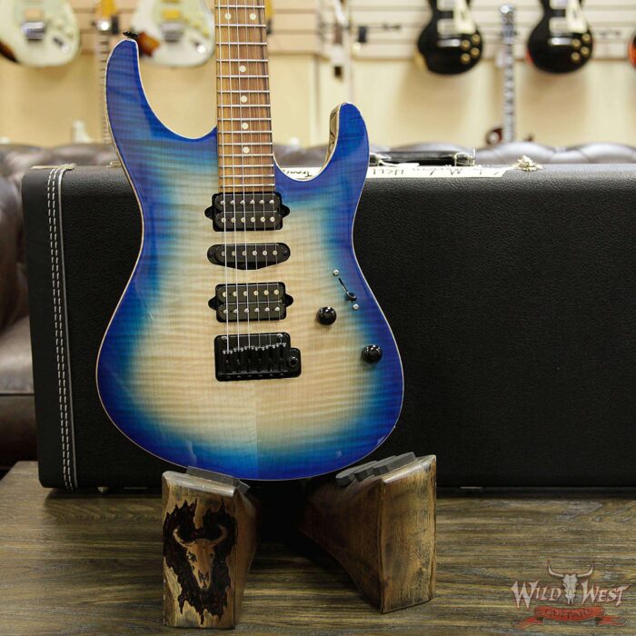 Suhr Modern HSH Flame Top Basswood Body Quartersawn Maple Neck Pau Ferro Fretboard Trans Blue Burst - Image 13