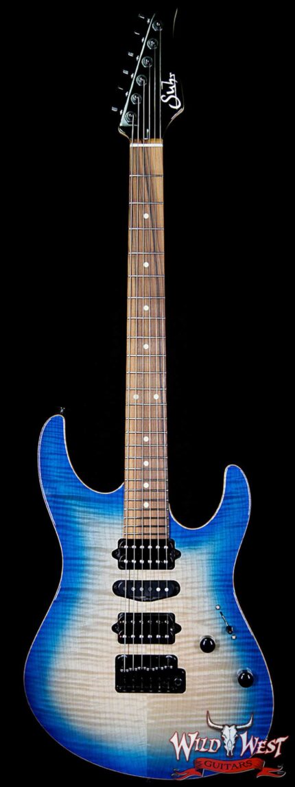 Suhr Modern HSH Flame Top Basswood Body Quartersawn Maple Neck Pau Ferro Fretboard Trans Blue Burst