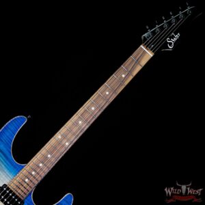 Suhr Modern HSH Flame Top Basswood Body Quartersawn Maple Neck Pau Ferro Fretboard Trans Blue Burst - Image 9