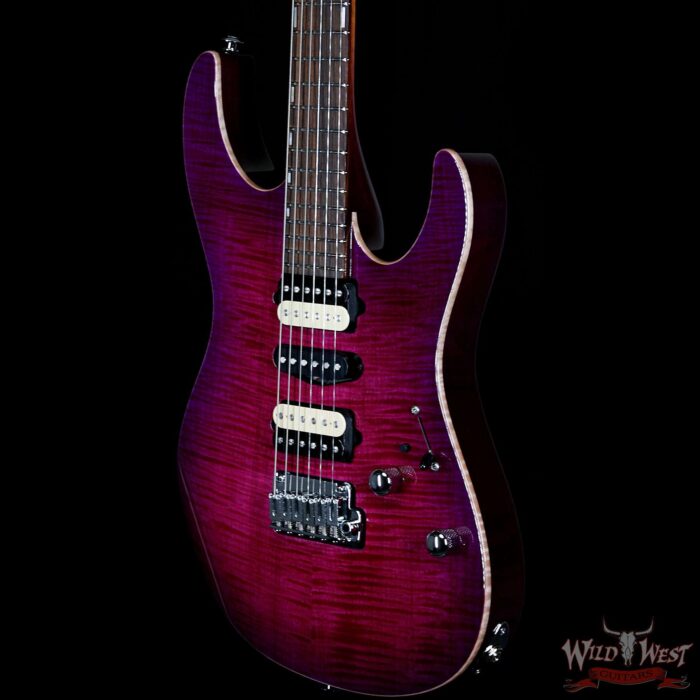 Suhr Custom Modern Set Neck HSH Flame Top Mahogany Neck Indian Rosewood Board Rasberry Burst (Custom Color) Blower Switch - Image 3