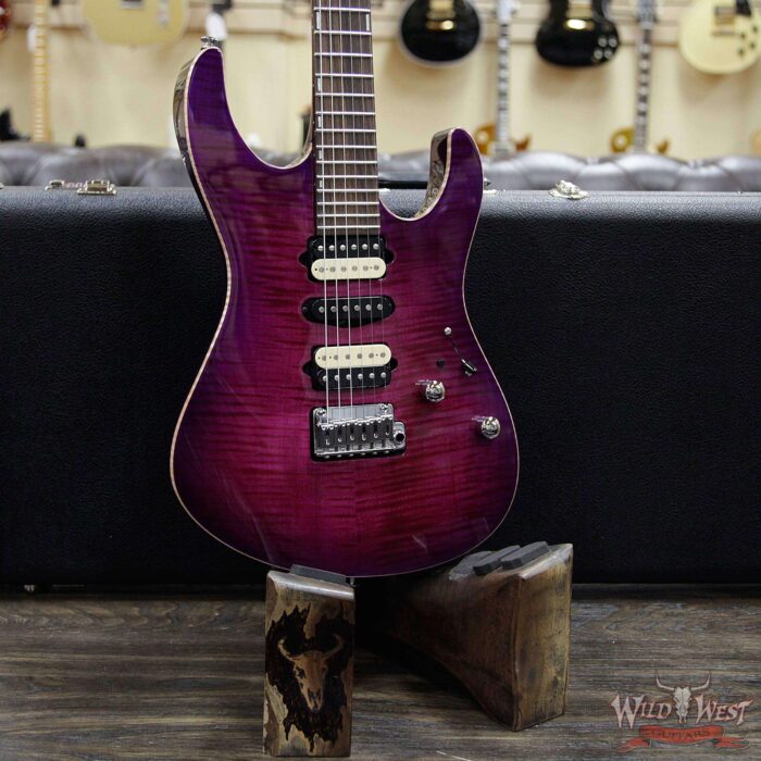 Suhr Custom Modern Set Neck HSH Flame Top Mahogany Neck Indian Rosewood Board Rasberry Burst (Custom Color) Blower Switch - Image 9