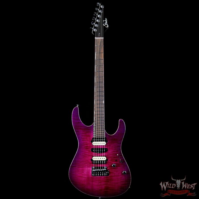 Suhr Custom Modern Set Neck HSH Flame Top Mahogany Neck Indian Rosewood Board Rasberry Burst (Custom Color) Blower Switch - Image 4