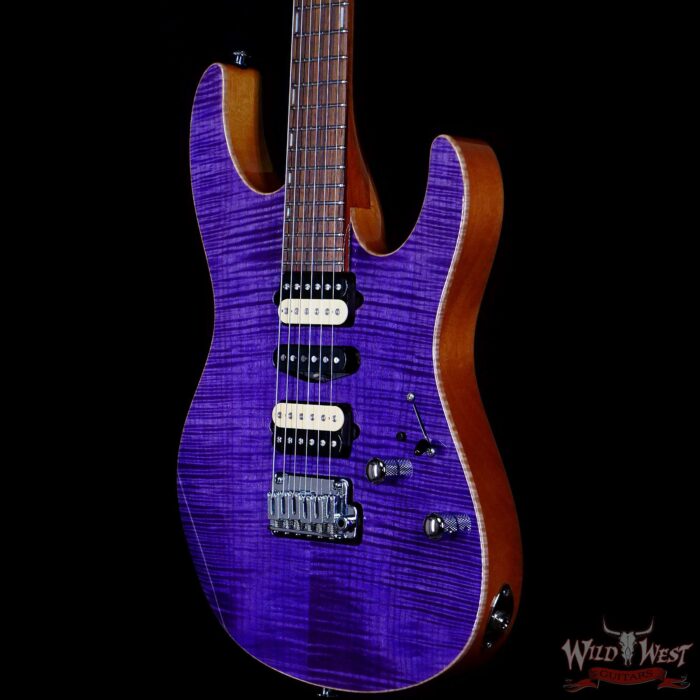 Suhr Custom Modern Set Neck HSH Flame Maple Top Indian Rosewood Fingerboard Trans Purple w/ Blower Switch - Image 2