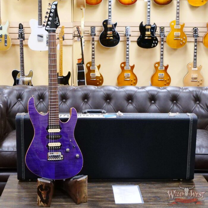 Suhr Custom Modern Set Neck HSH Flame Maple Top Indian Rosewood Fingerboard Trans Purple w/ Blower Switch - Image 8